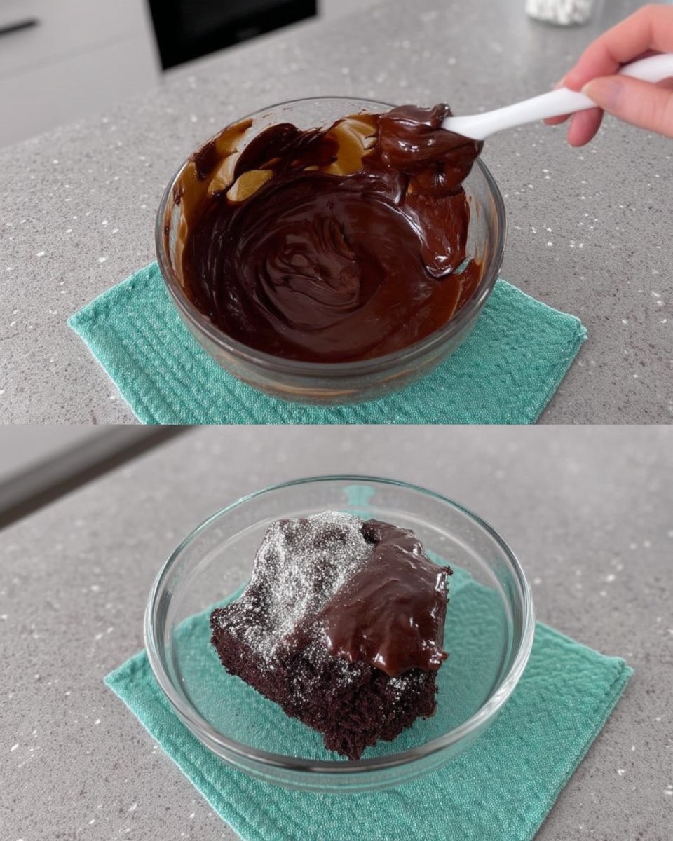 Pouring hot coffee into chocolate cake batter to bloom the cocoa