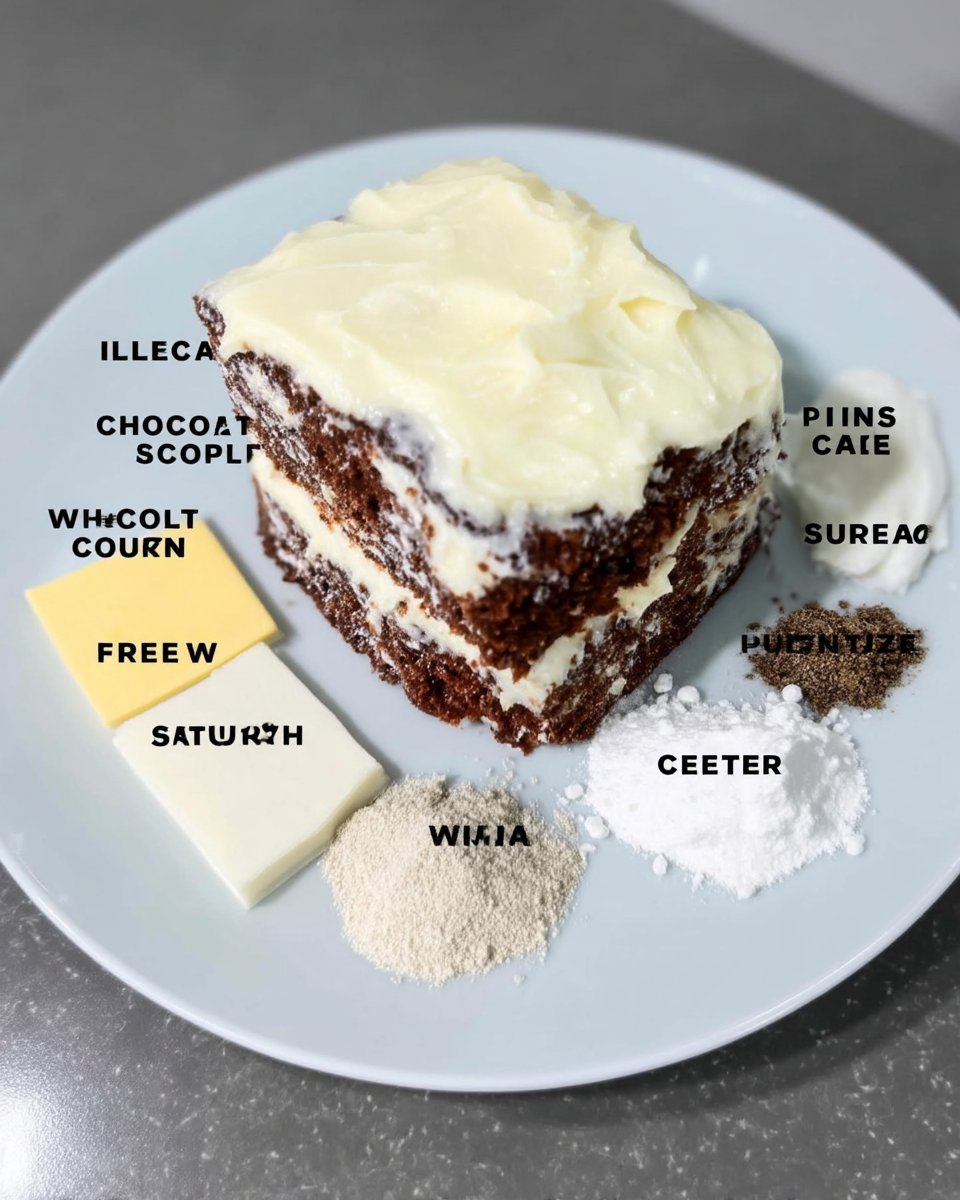 Process shot showing square cake and halved round cake being assembled