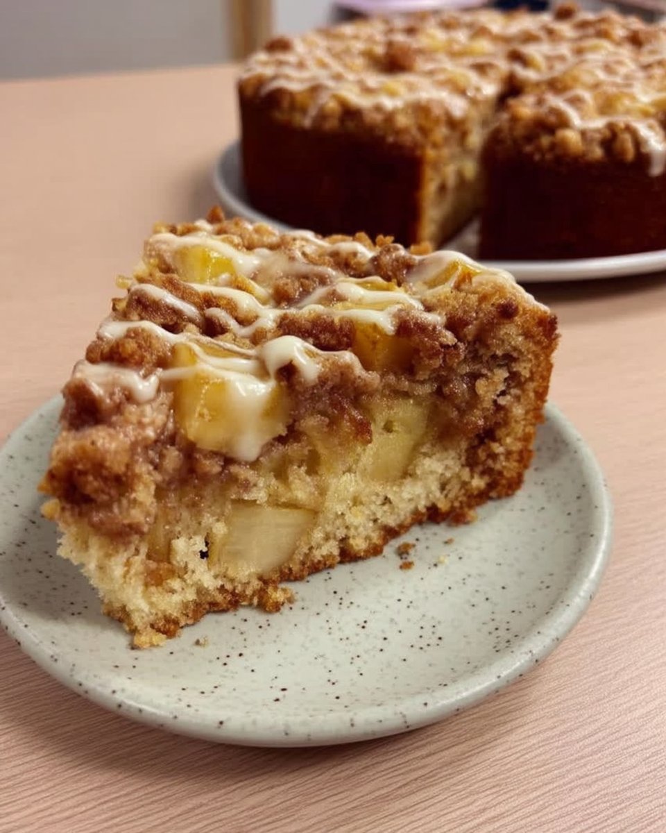 Irish apple cake served with custard