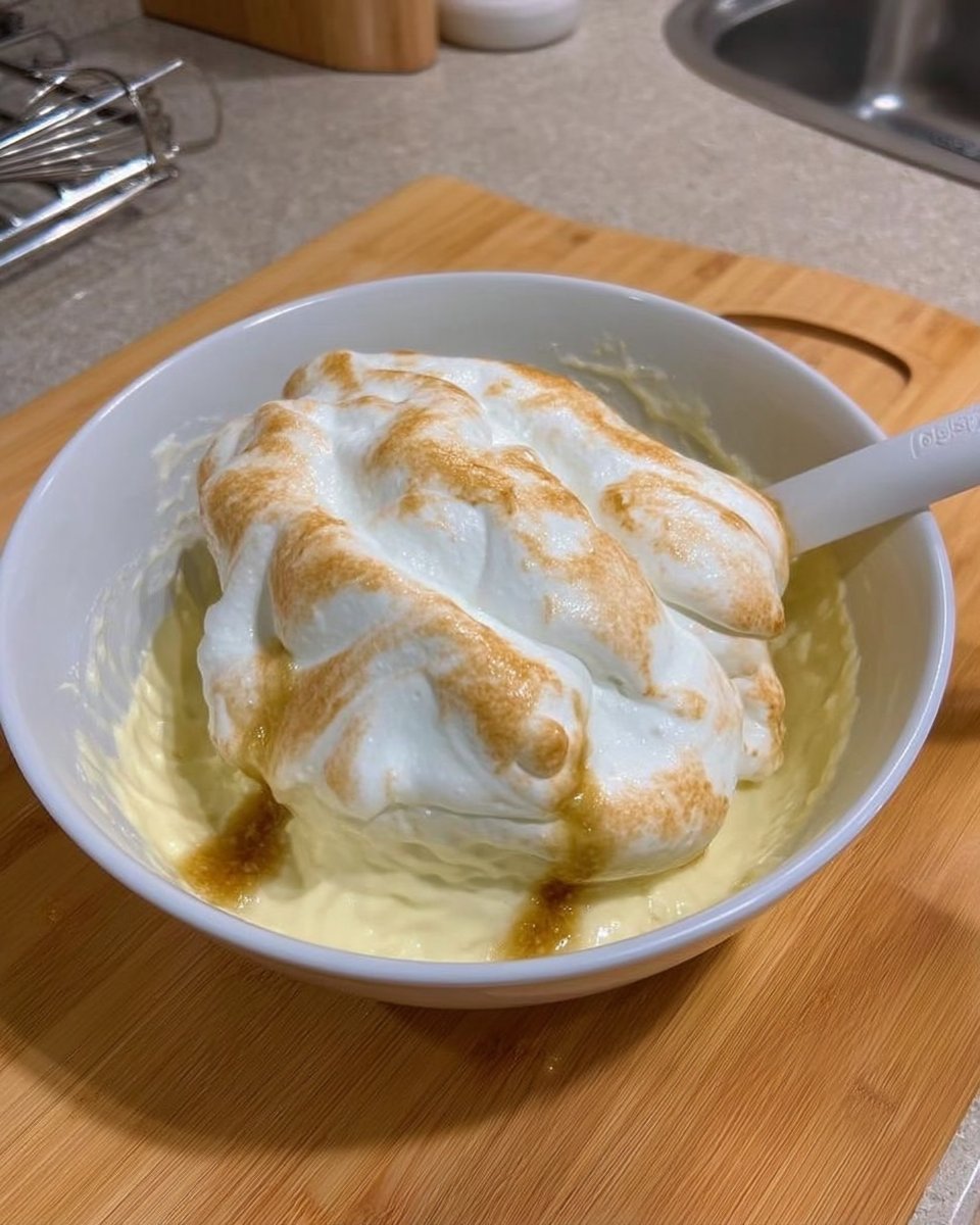 Chiffon Cake 13 whisk attachment holding stiff glossy egg white peaks