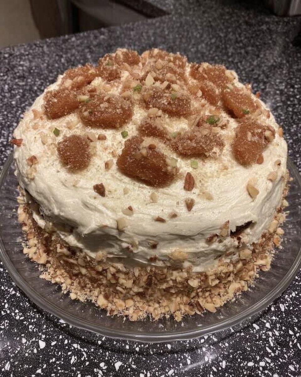 Eggnog Cake 13 Thickened eggnog pudding base for frosting in saucepan