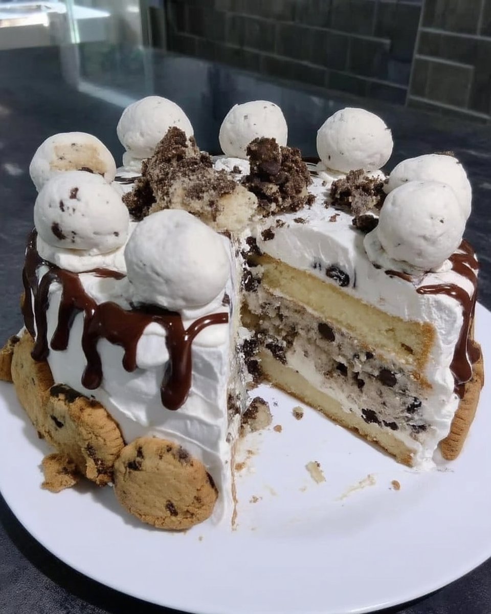 Cookies and cream cake served with a glass of milk