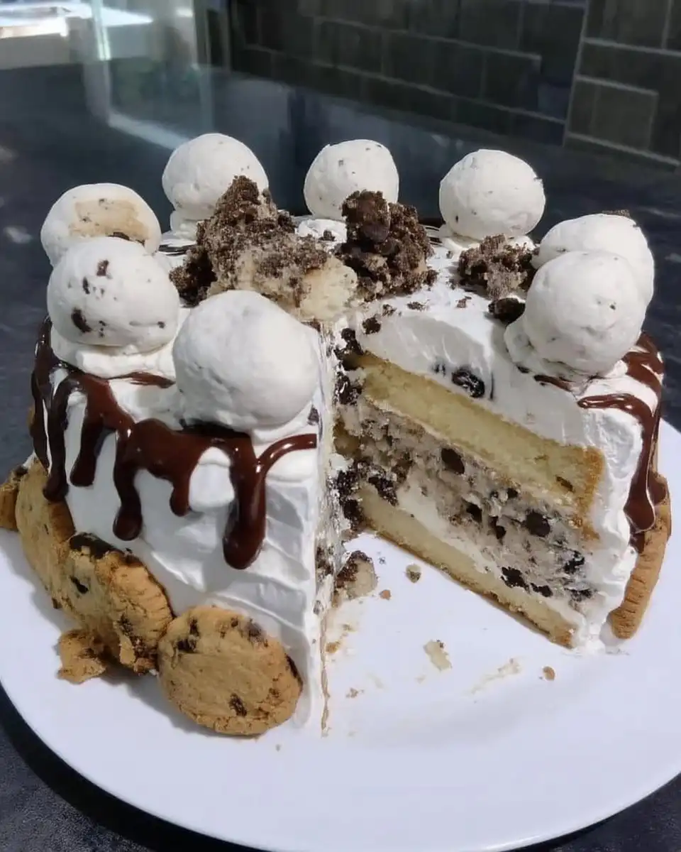 Cookies and Cream Cake 14 Cookies and cream cake served with a glass of milk