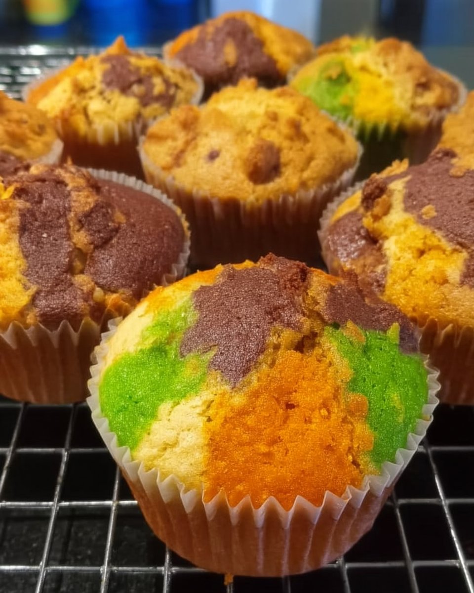 Cute cake cupcake sliced open to show colorful interior