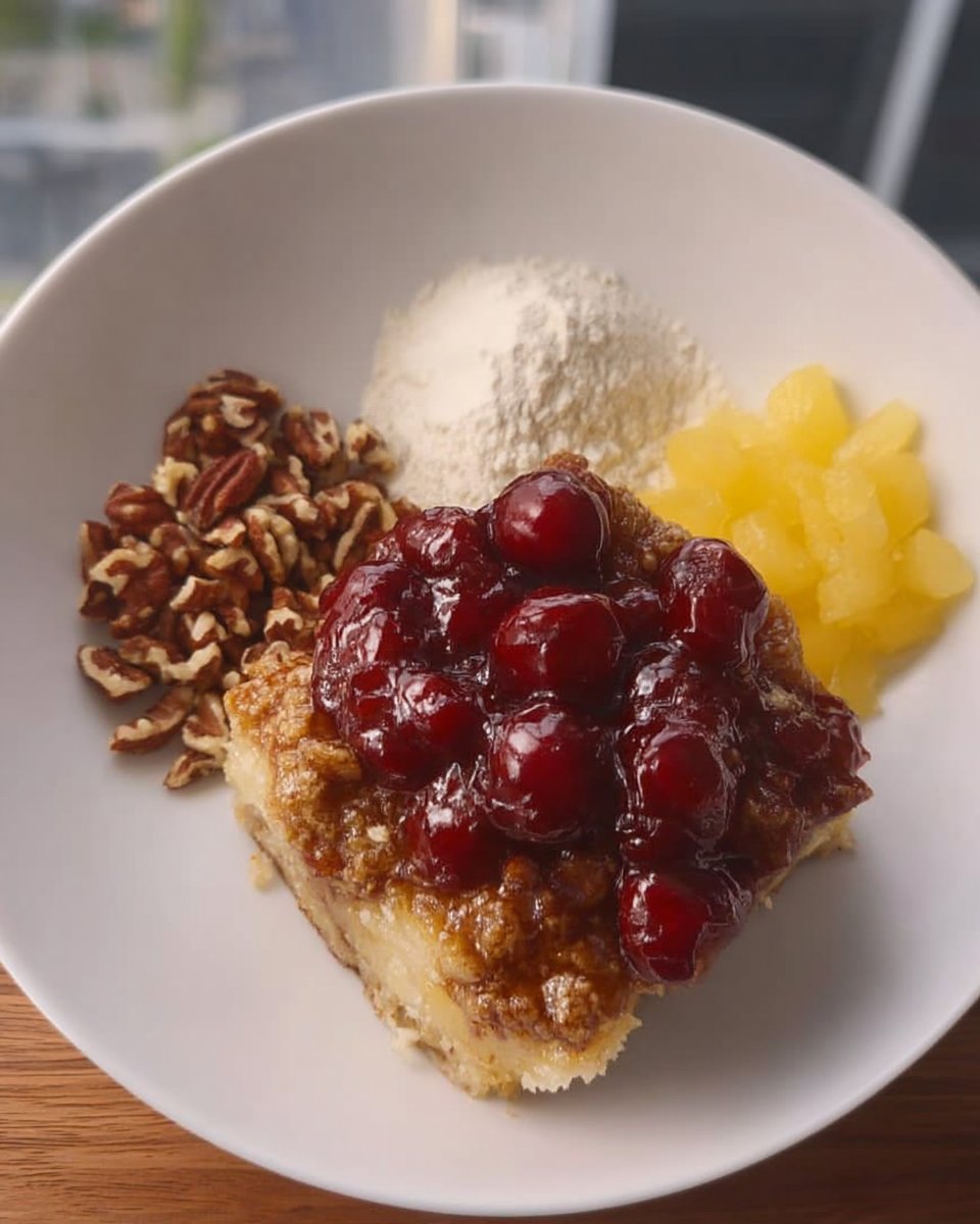 Cans of pie filling, box of cake mix, and butter on a wooden farmhouse table