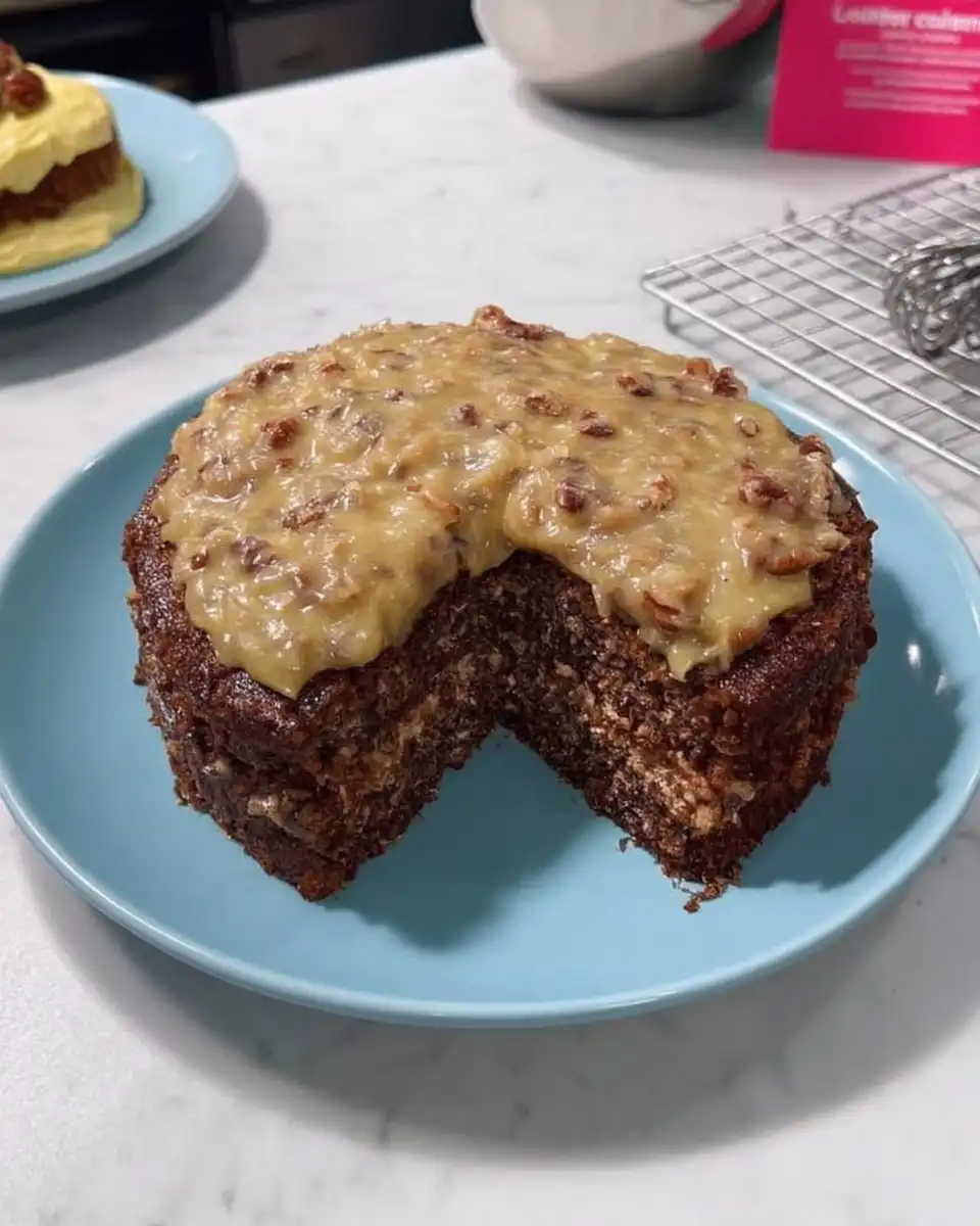 Folding beaten egg whites into chocolate cake batter