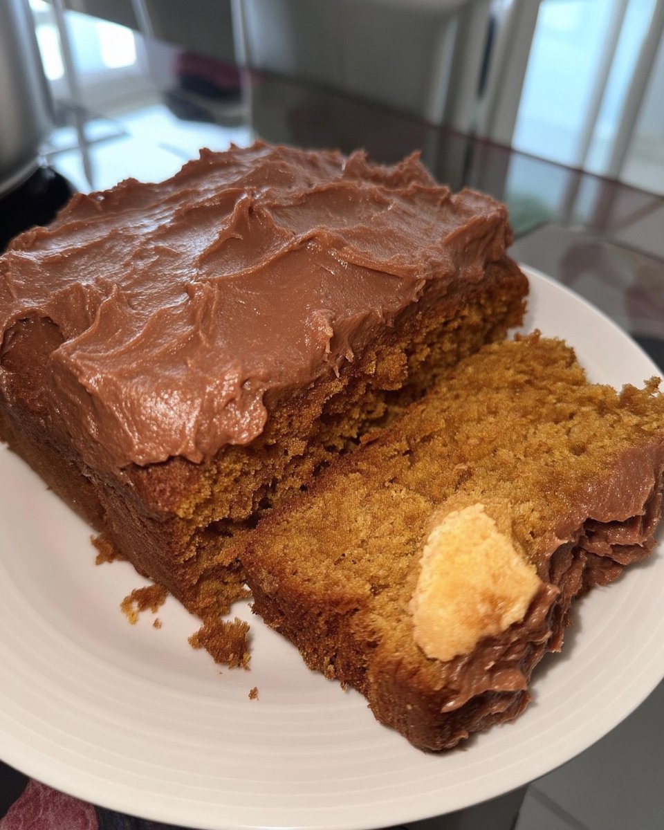 Close up texture of frosted tomato soup cake