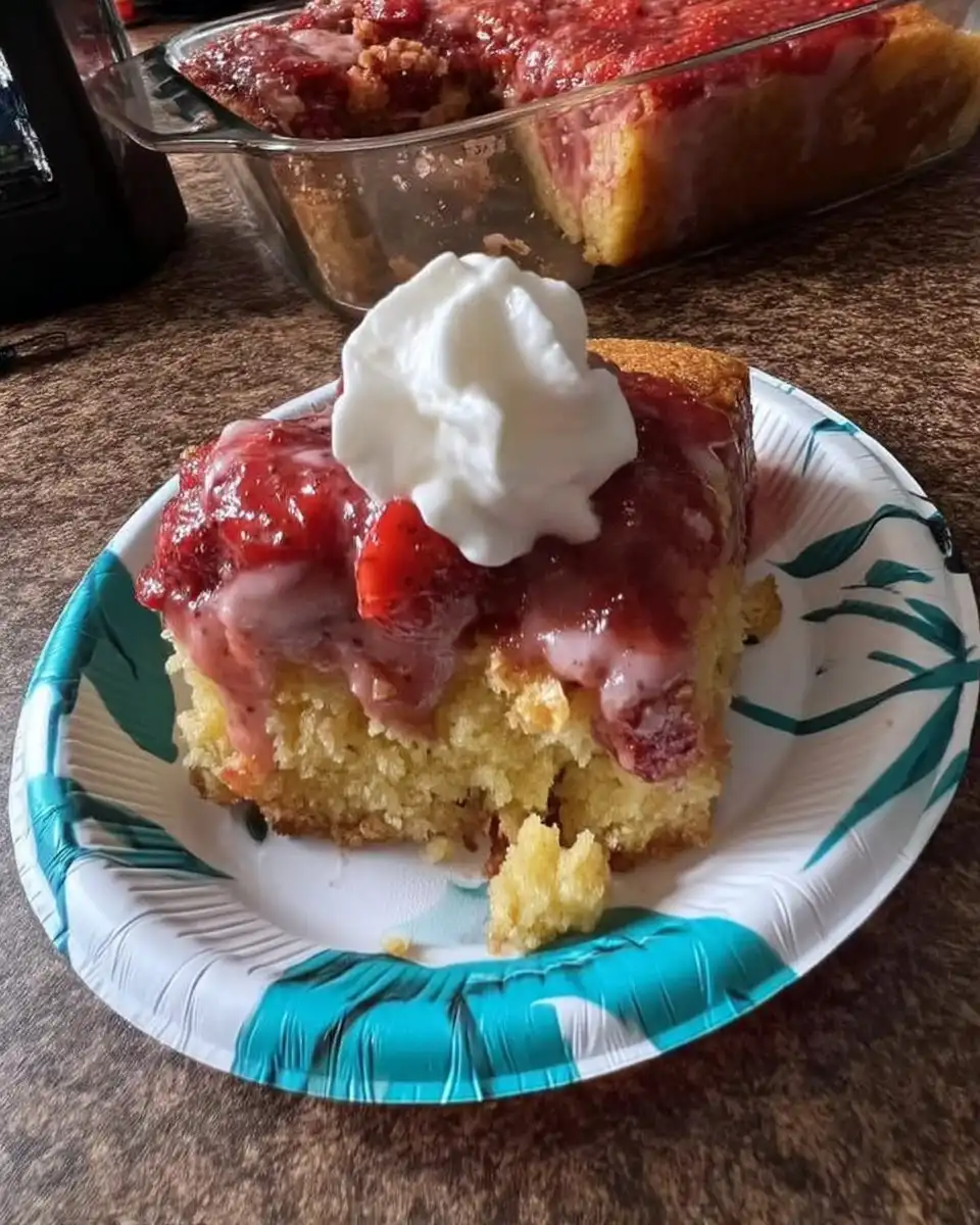 Fresh Strawberry Sheet Cake 14 Whole frosted strawberry sheet cake in pan topped with fresh berries