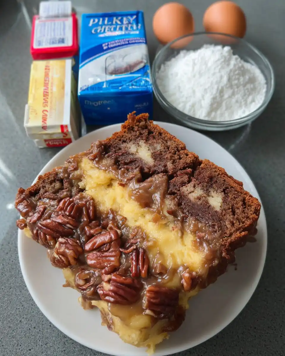 Earthquake Cake 12 Ingredients for earthquake cake including pecans coconut and chocolate cake mix