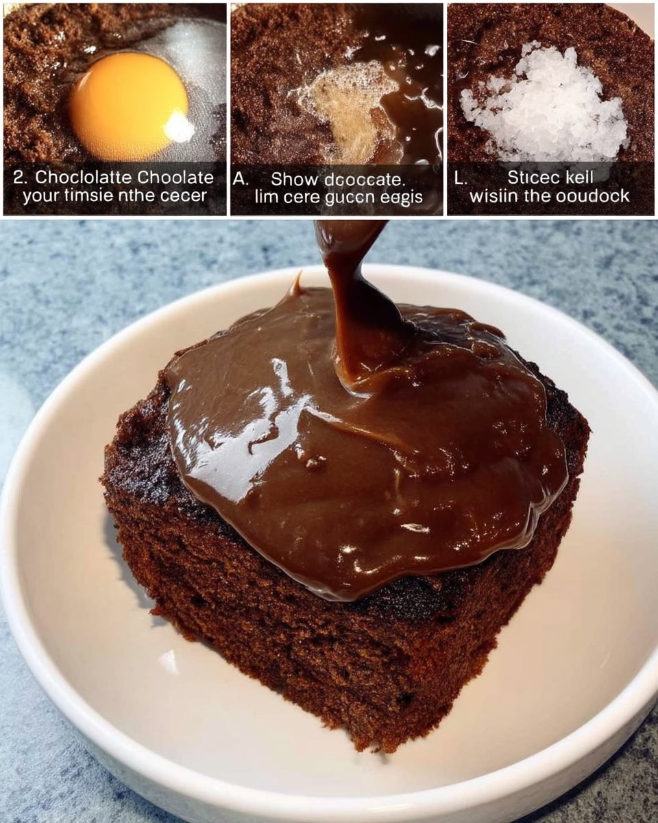 Pouring chocolate glaze over a bundt cake
