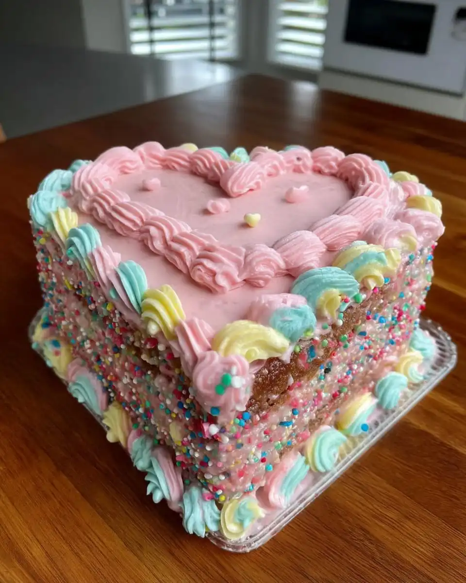 Ingredients for heart cake including butter sugar flour and cornstarch