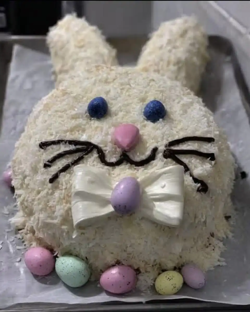 Ingredients for Easter cake including butter sugar and blue gel