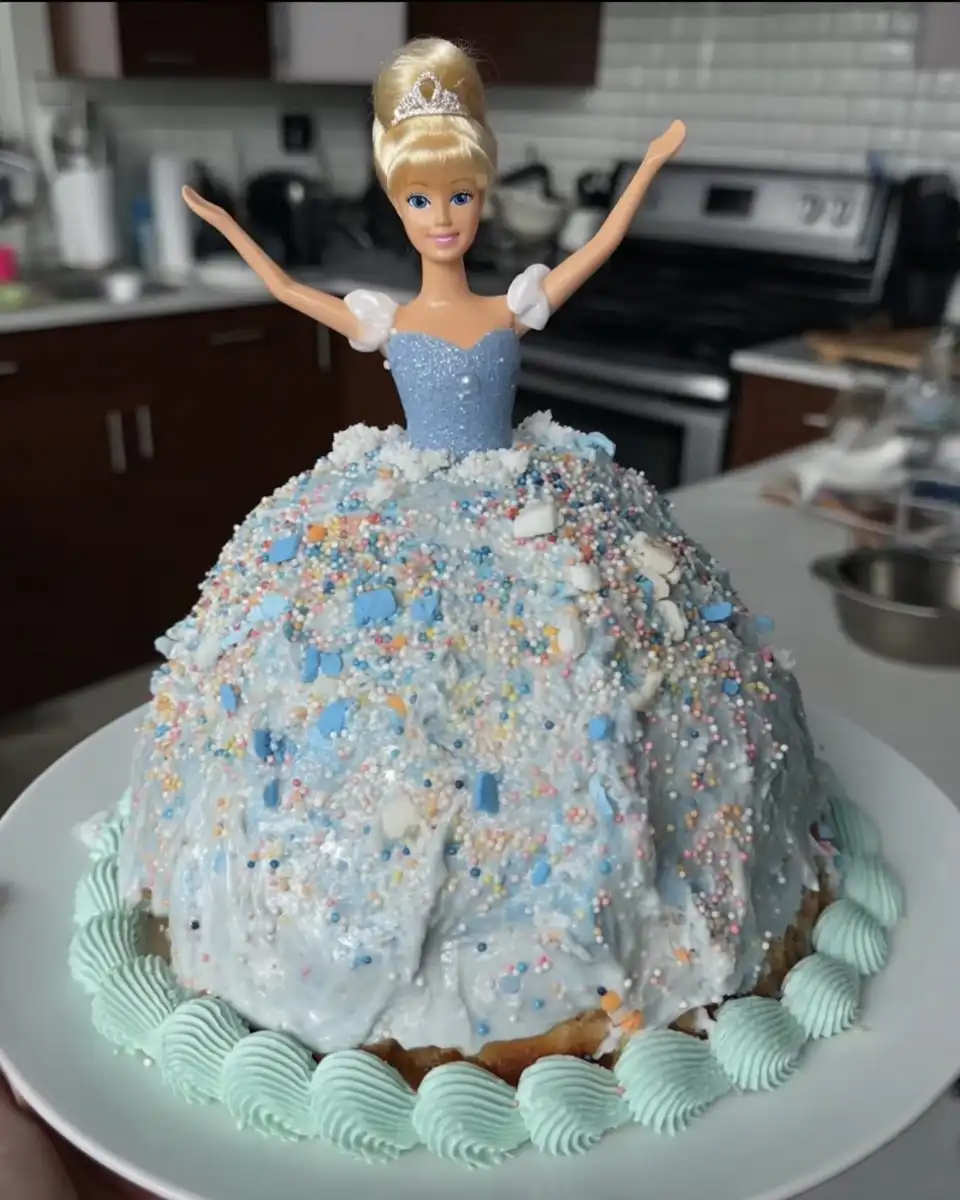Serving a slice of tsunami cake with flowing ganache