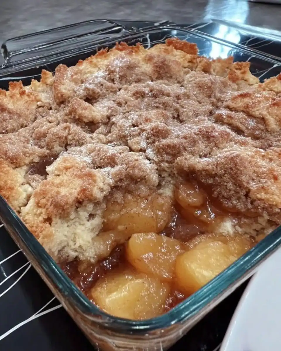 Ingredients for peach cake including fresh peaches flour and sour cream