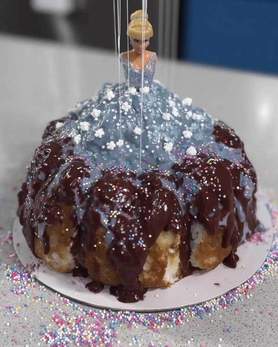 Checking the consistency of blue ganache on a spoon