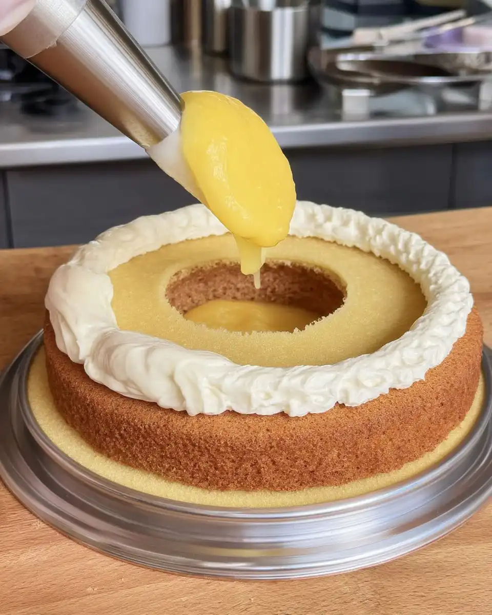 Close up of piping bag nozzle creating sharp buttercream details