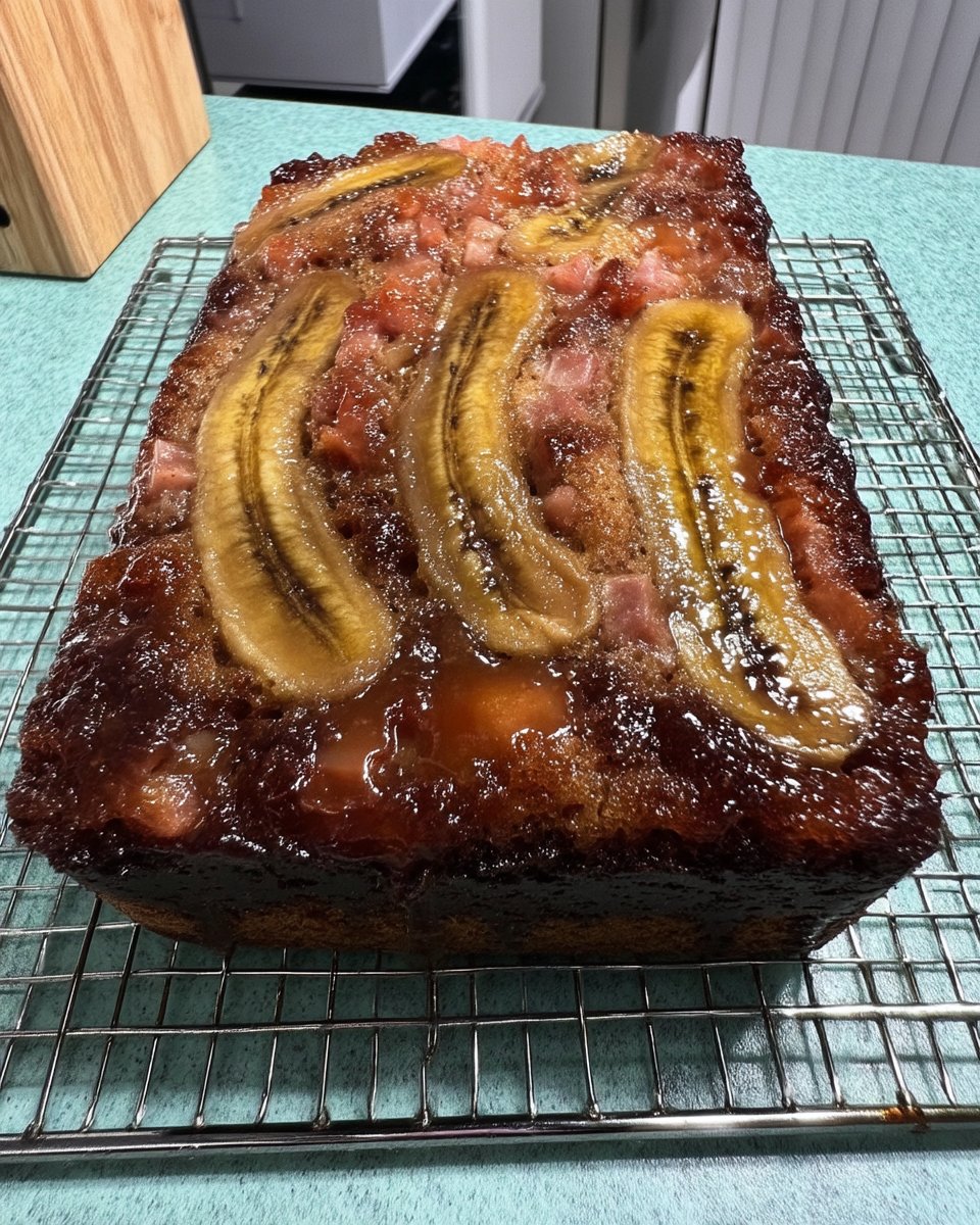 Banana Pudding Poke Cake 13 wooden spoon handle poking holes in yellow cake