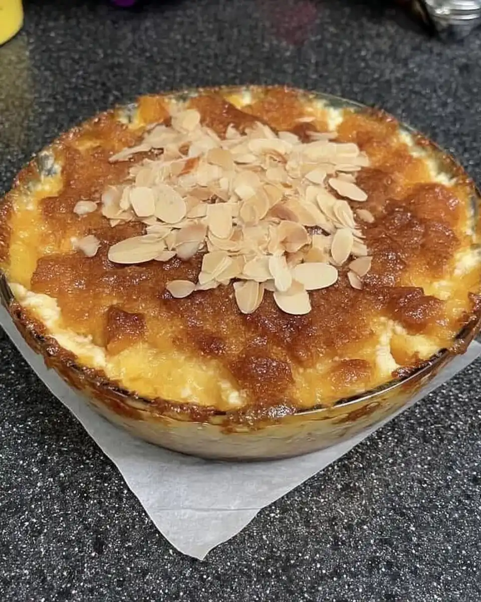 A rustic slice of peach dump cake with golden crust on a white plate