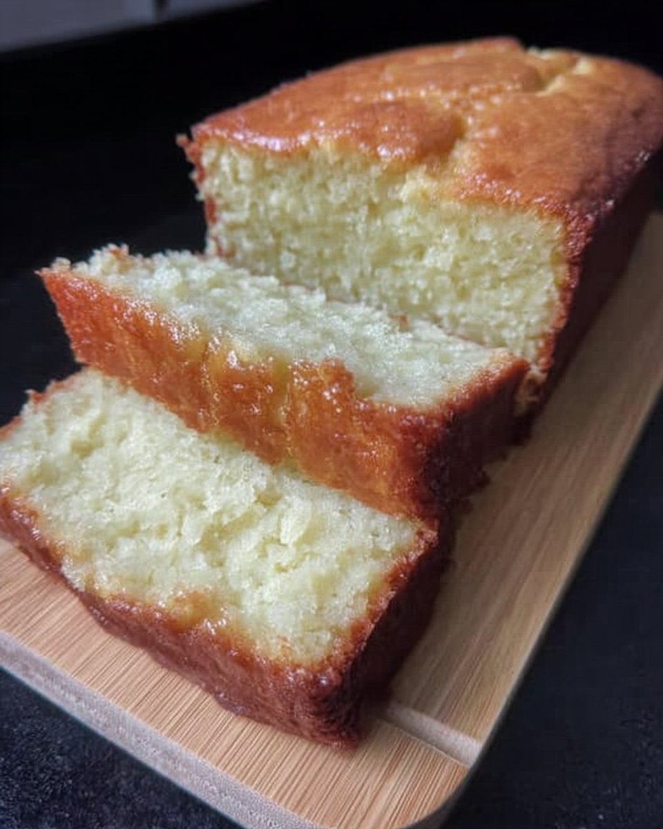 Whole lemon yogurt cake dusted with powdered sugar and berries