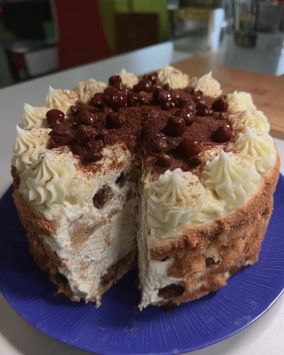 Slice of double chocolate layer cake showing distinct layers of crémeux and sponge