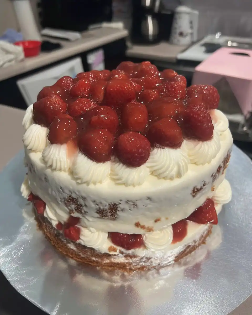 Slice of decorated cake on a plate showing even layers and frosting