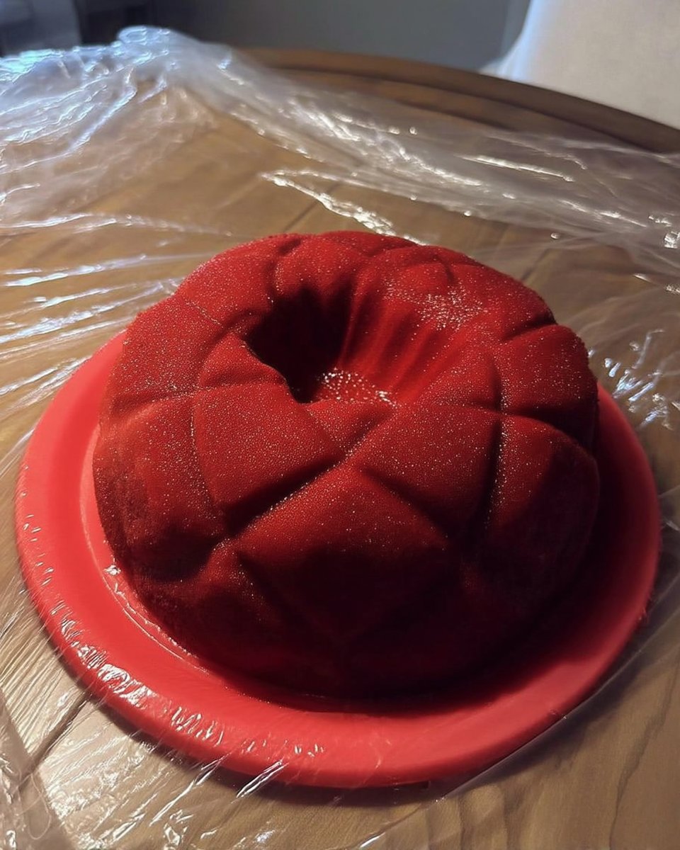 Pastry spray gun applying chocolate mist to a frozen cake