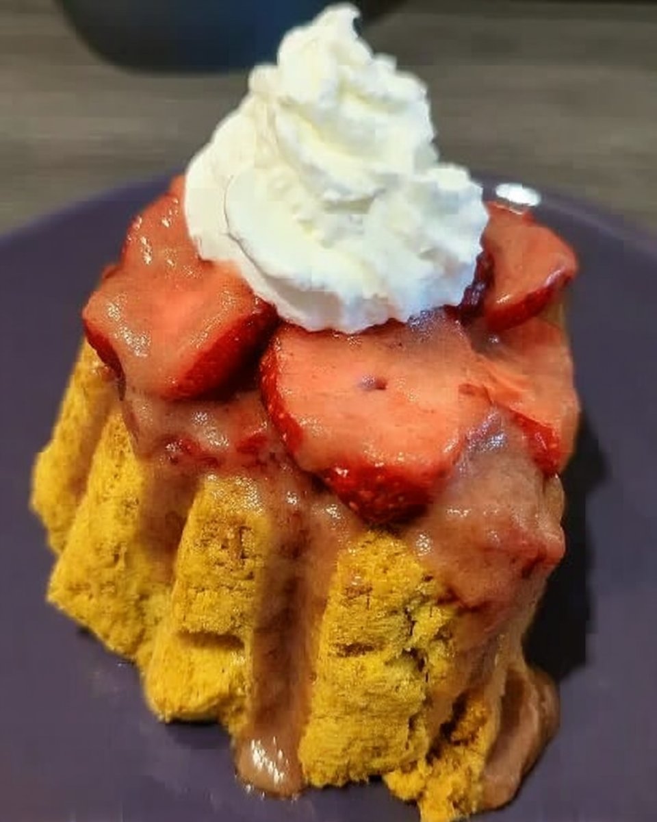 Slice of strawberry shortcake topped with fresh berries and whipped cream
