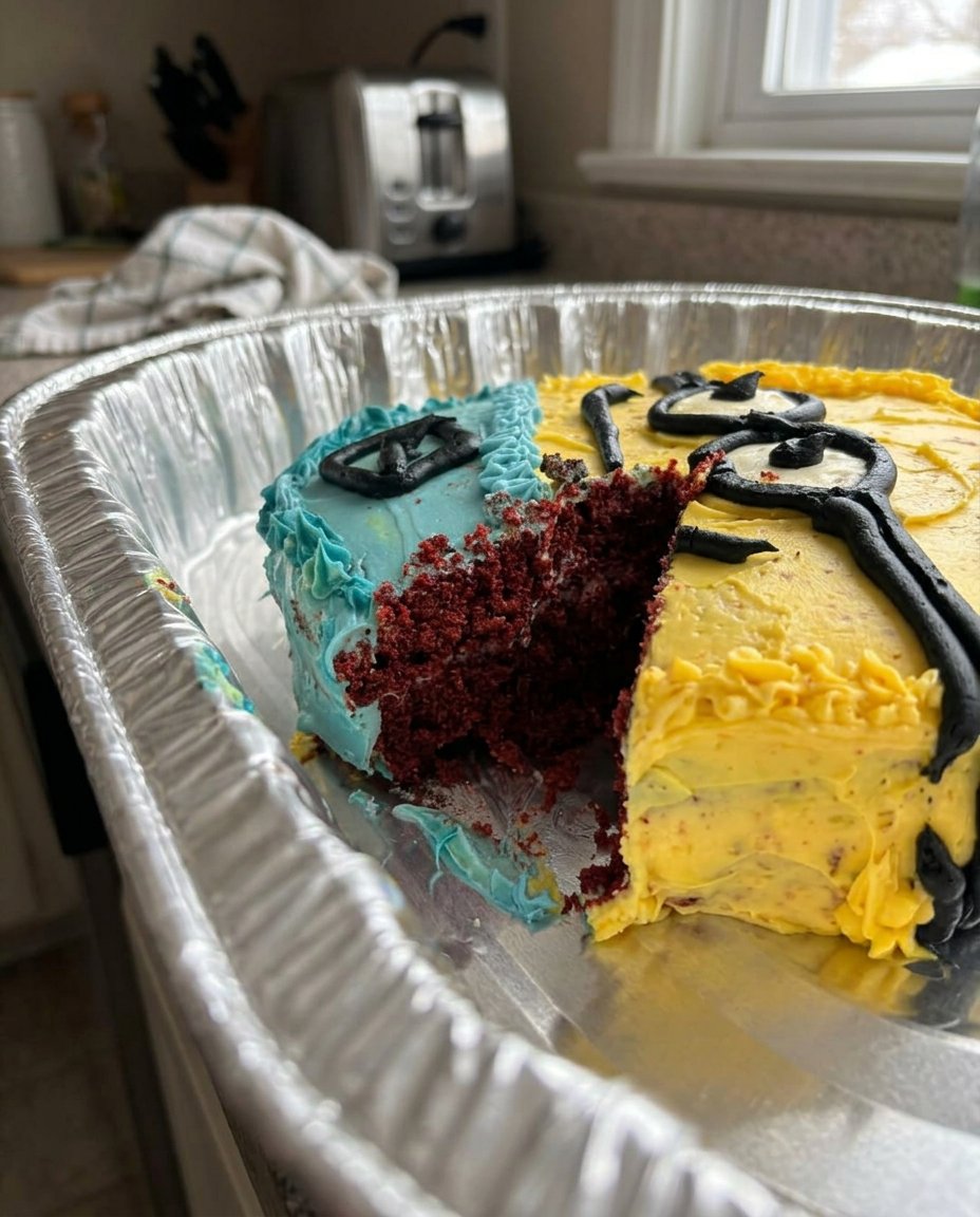 Minion Cake 12 Bowls of flour sugar and cocoa powder for a minion cake