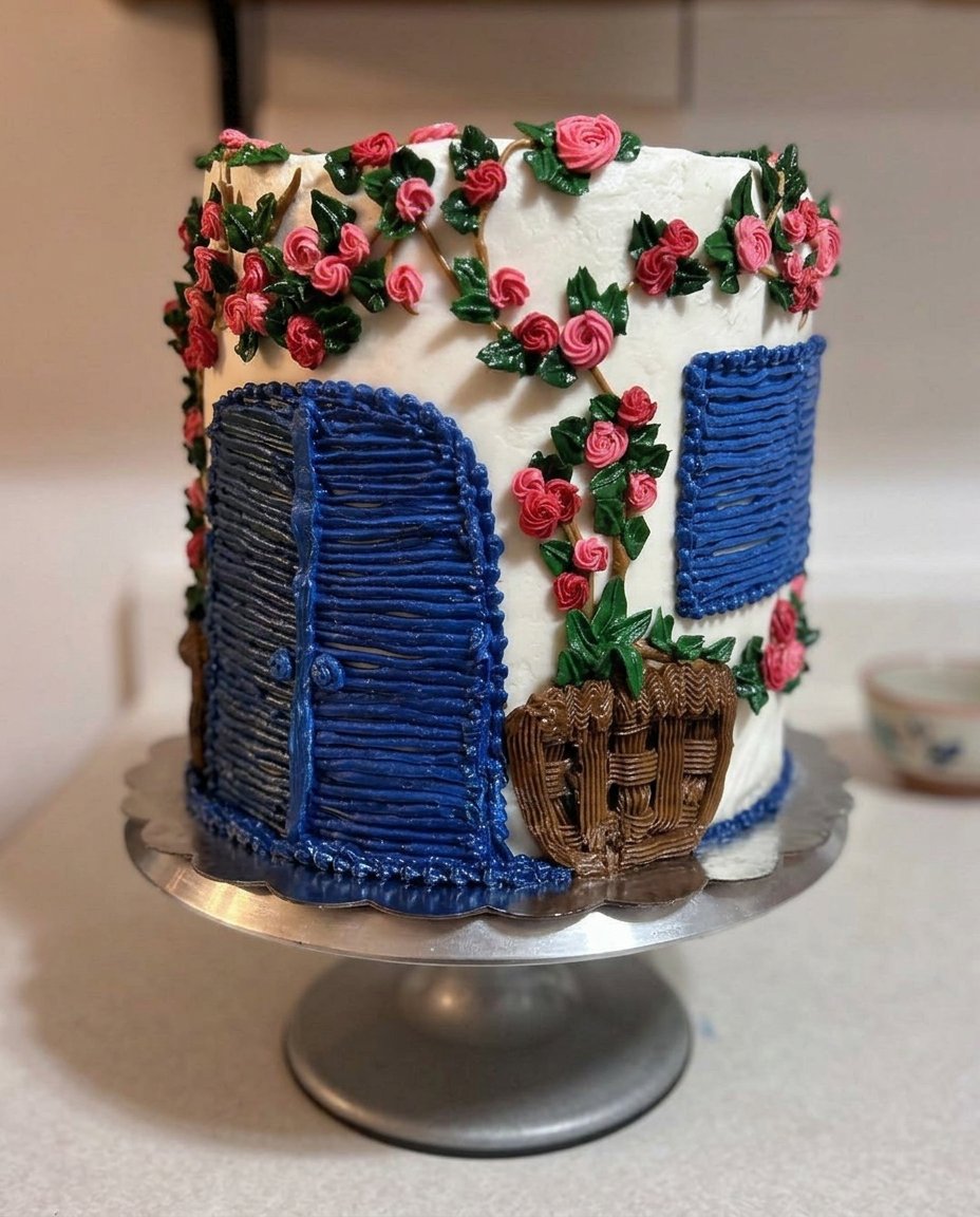 Standard baking ingredients including flour sugar eggs and buttermilk arranged on a counter.