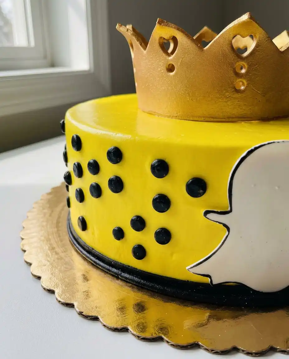 A bench scraper being held at a 45 degree angle against a cake.