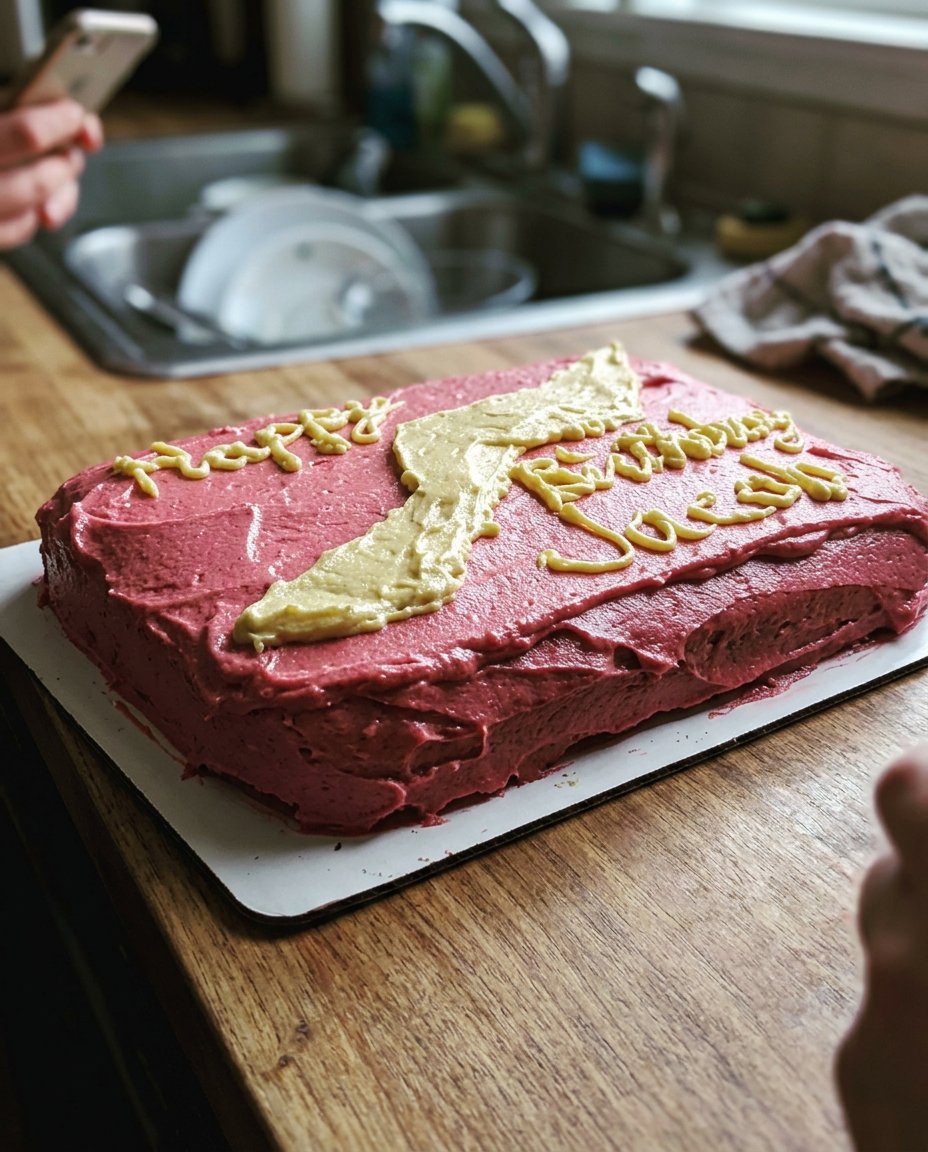 A close up view of the birthday cake crumb showing even sprinkle distribution.