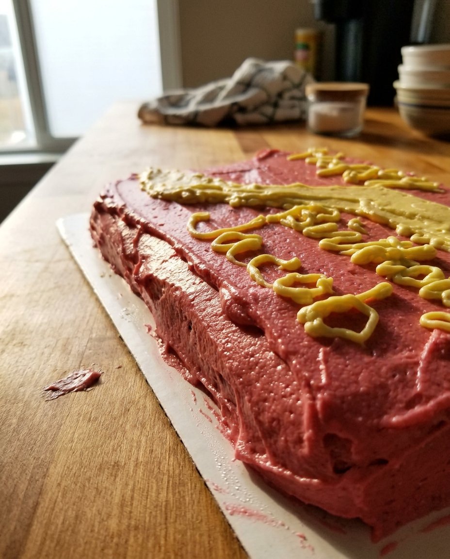 Birthday Cake 14 A perfectly cut slice of three layer birthday cake on a white plate.