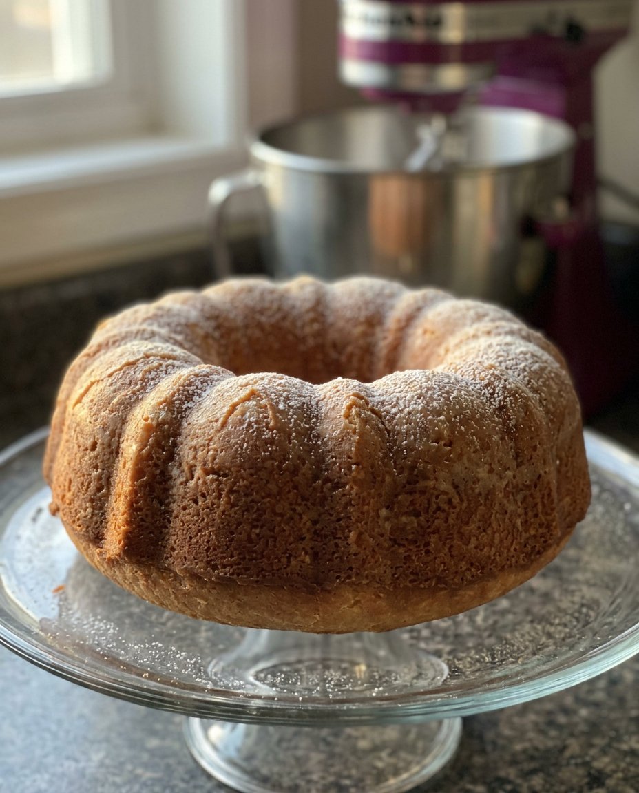 Brown Cake 14 A square brown cake sprinkled with sugar served next to a glass of Southern sweet tea