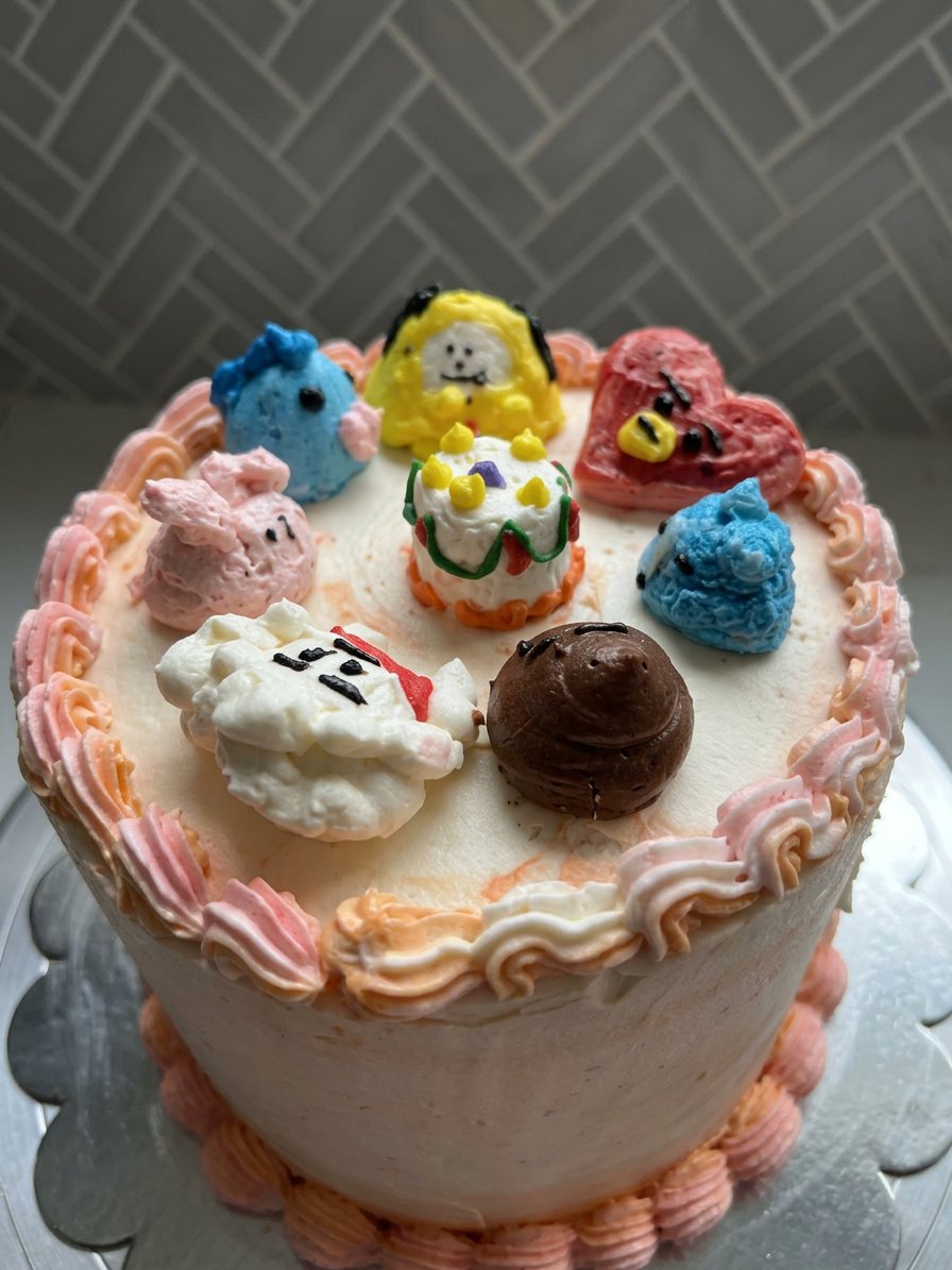 Bts Cake 12 Ingredients for Bts Cake laid out in bowls with a kitchen scale nearby