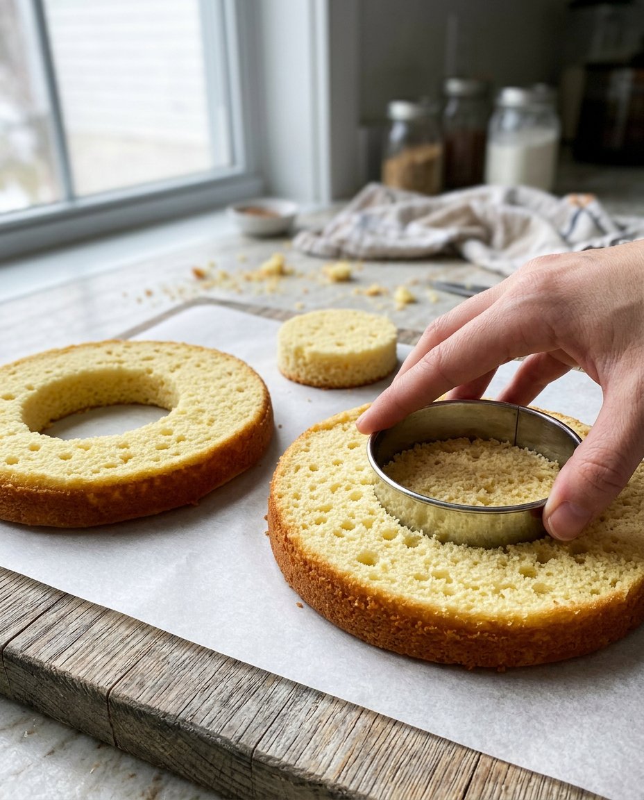 Candy Cake 13 A cake being frosted with a thin white crumb coat