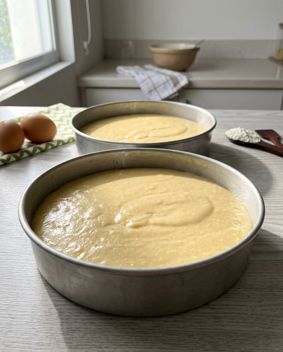 Measured ingredients for chocolate buttermilk cake base including cocoa and flour.