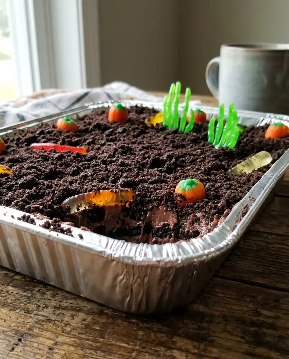 Easter Dirt Cake 12 Measured ingredients for Easter dirt cake on a marble counter