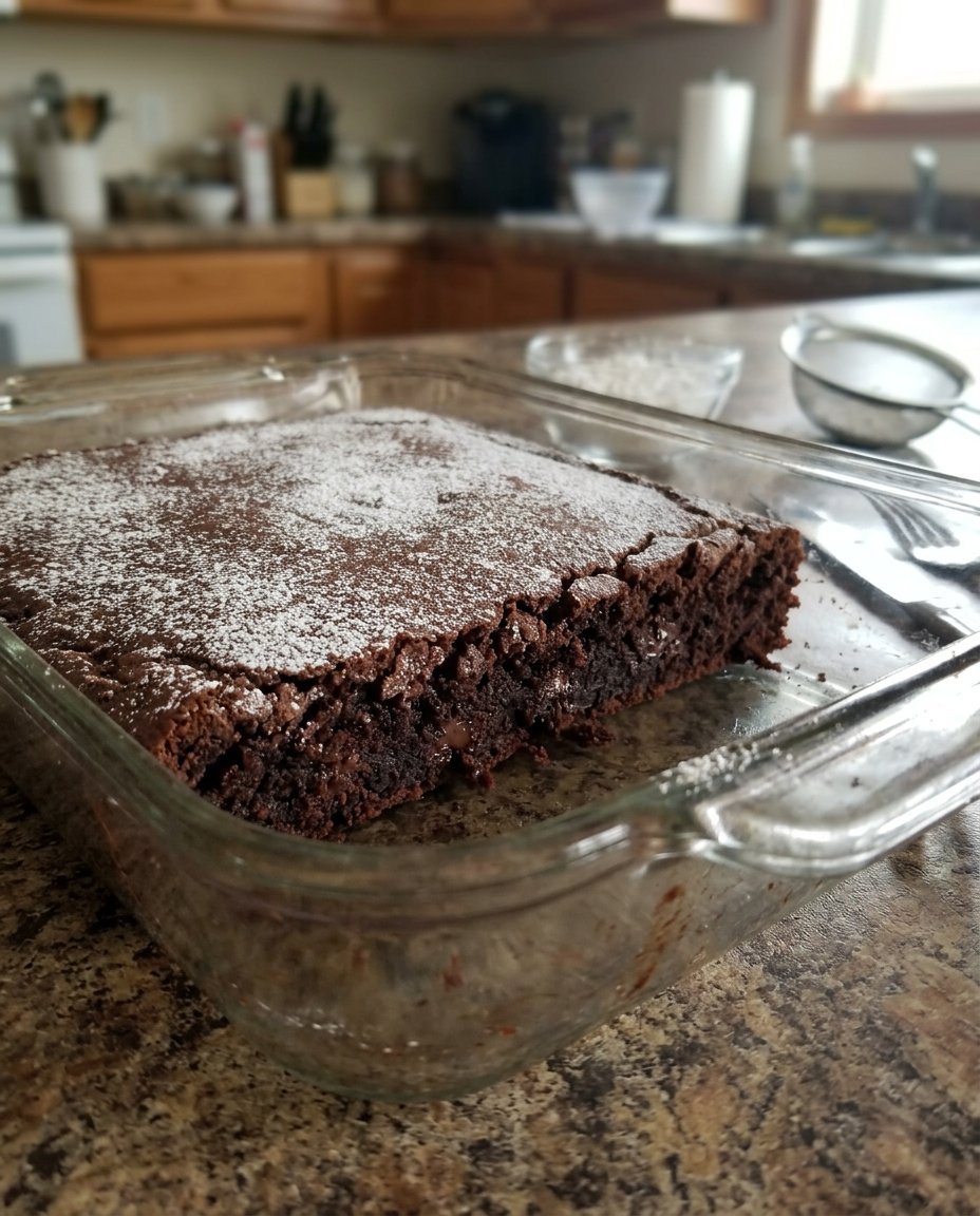 The internal crumb structure of a chocolate pastry cake showing uniform aeration.