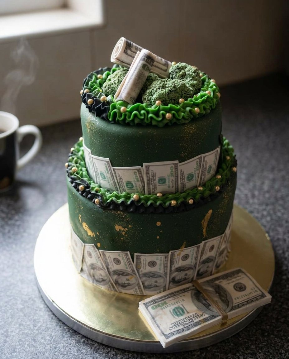 Money Cake 12 Baking ingredients including cocoa powder farm fresh eggs and peanut butter