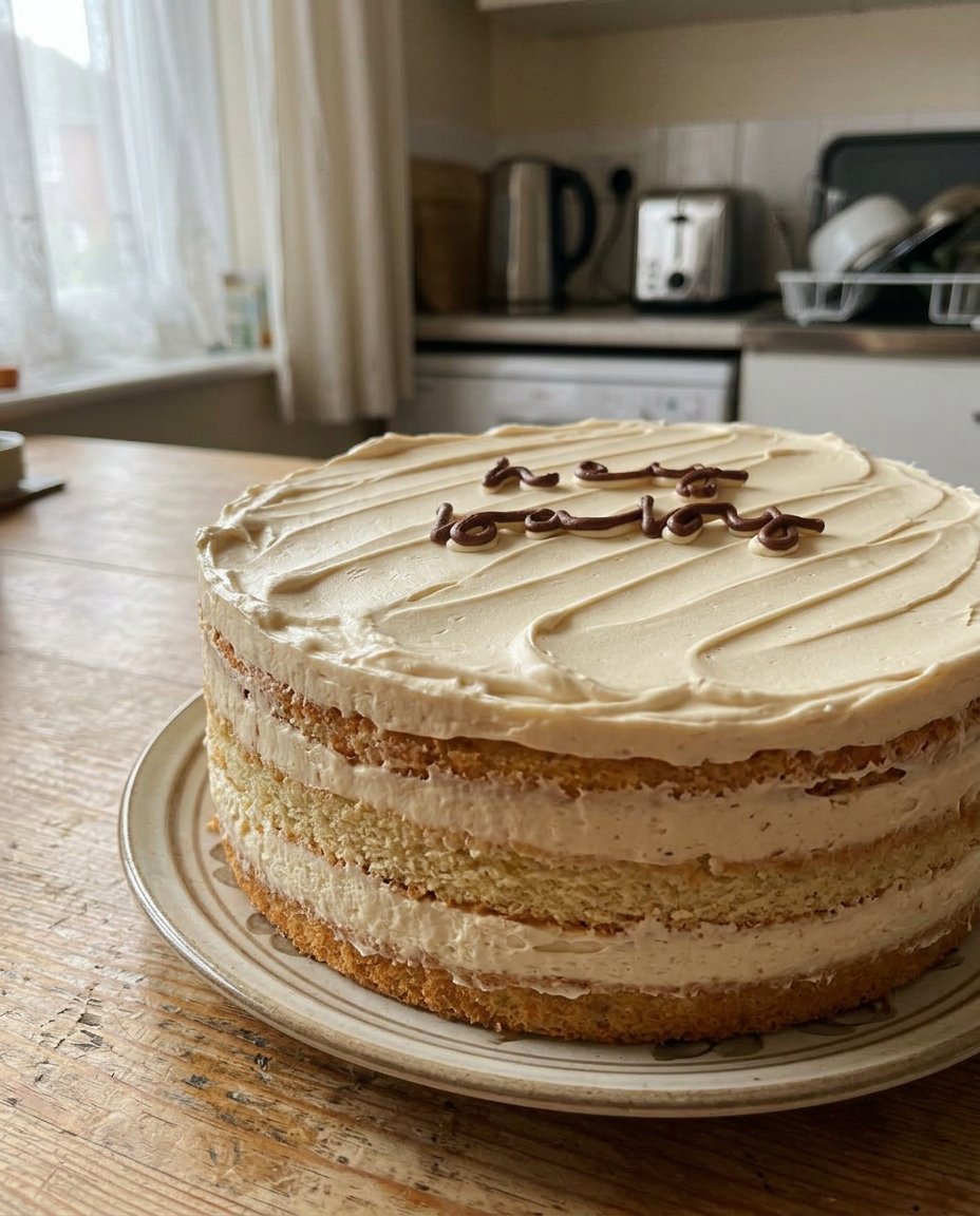 A square of citrus cake being served on a rustic ceramic plate