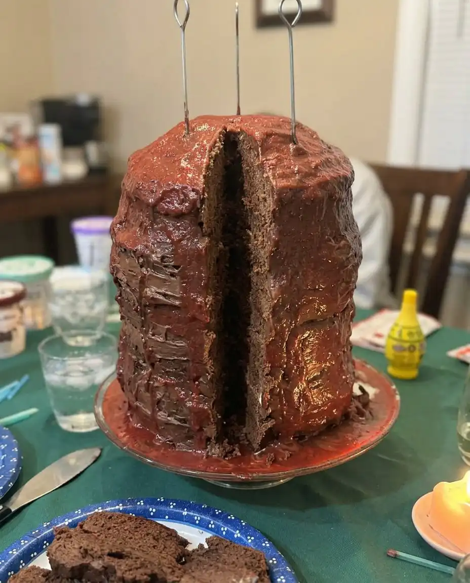 Hyperrealistic Pancake Cake 13 Hands applying ivory fondant strips to the side of a cake to create a pancake stack look