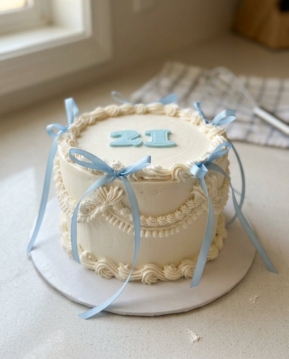 Bowls of pink buttercream and round cake layers ready for carving