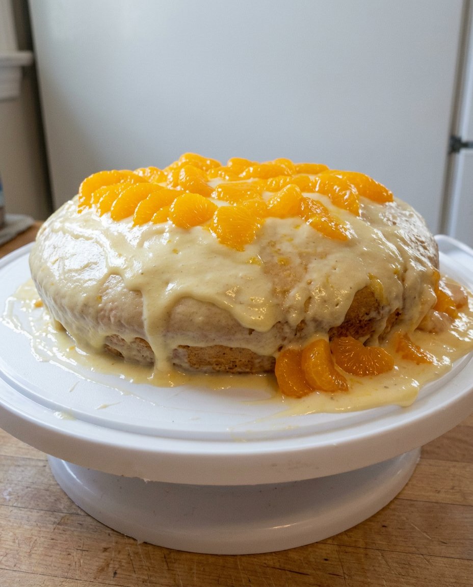 A light and airy sponge cake 2 on a rustic wooden table
