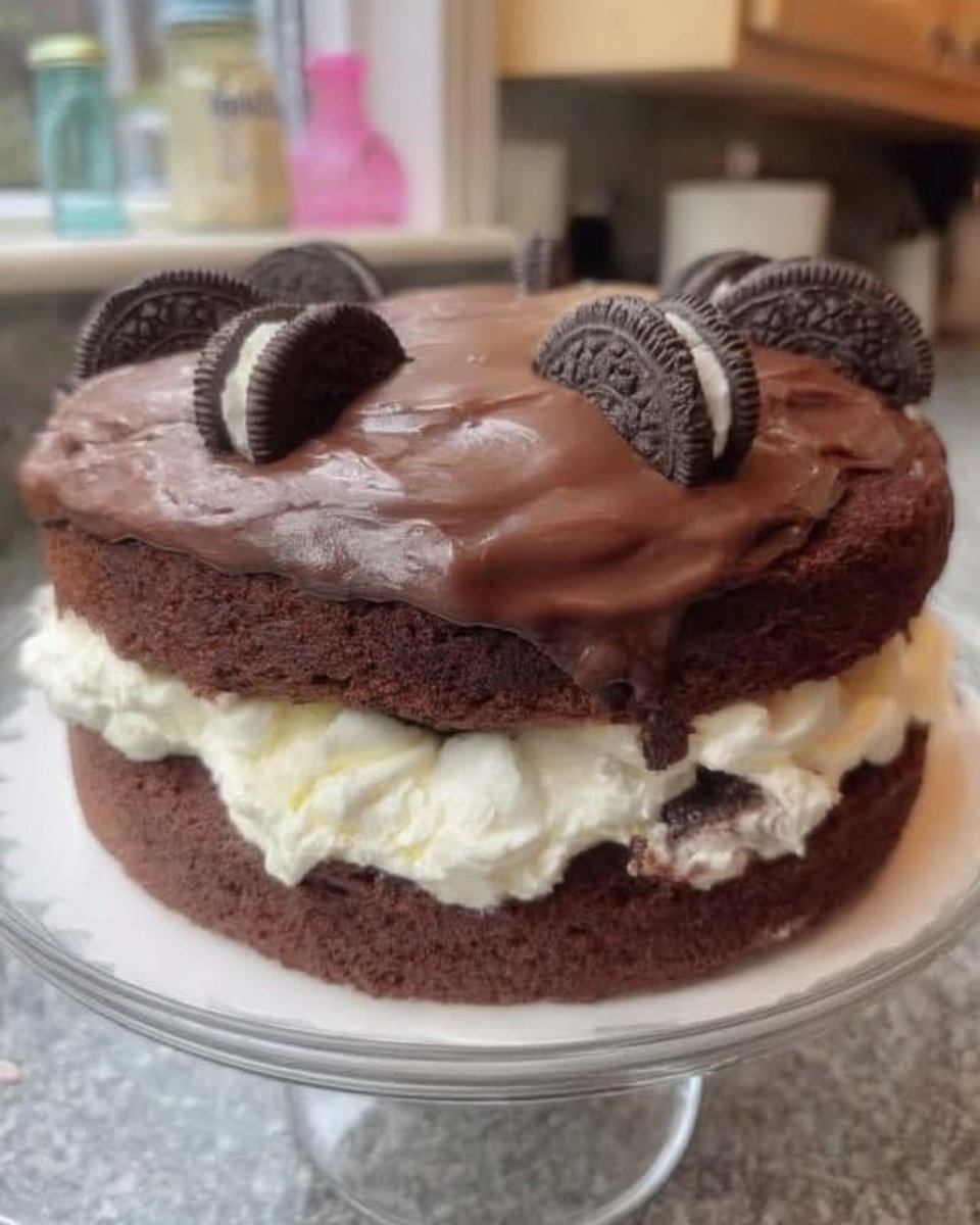 Oreo Cake 12 Fresh farm eggs butter and flour next to a bowl of crushed chocolate cookies