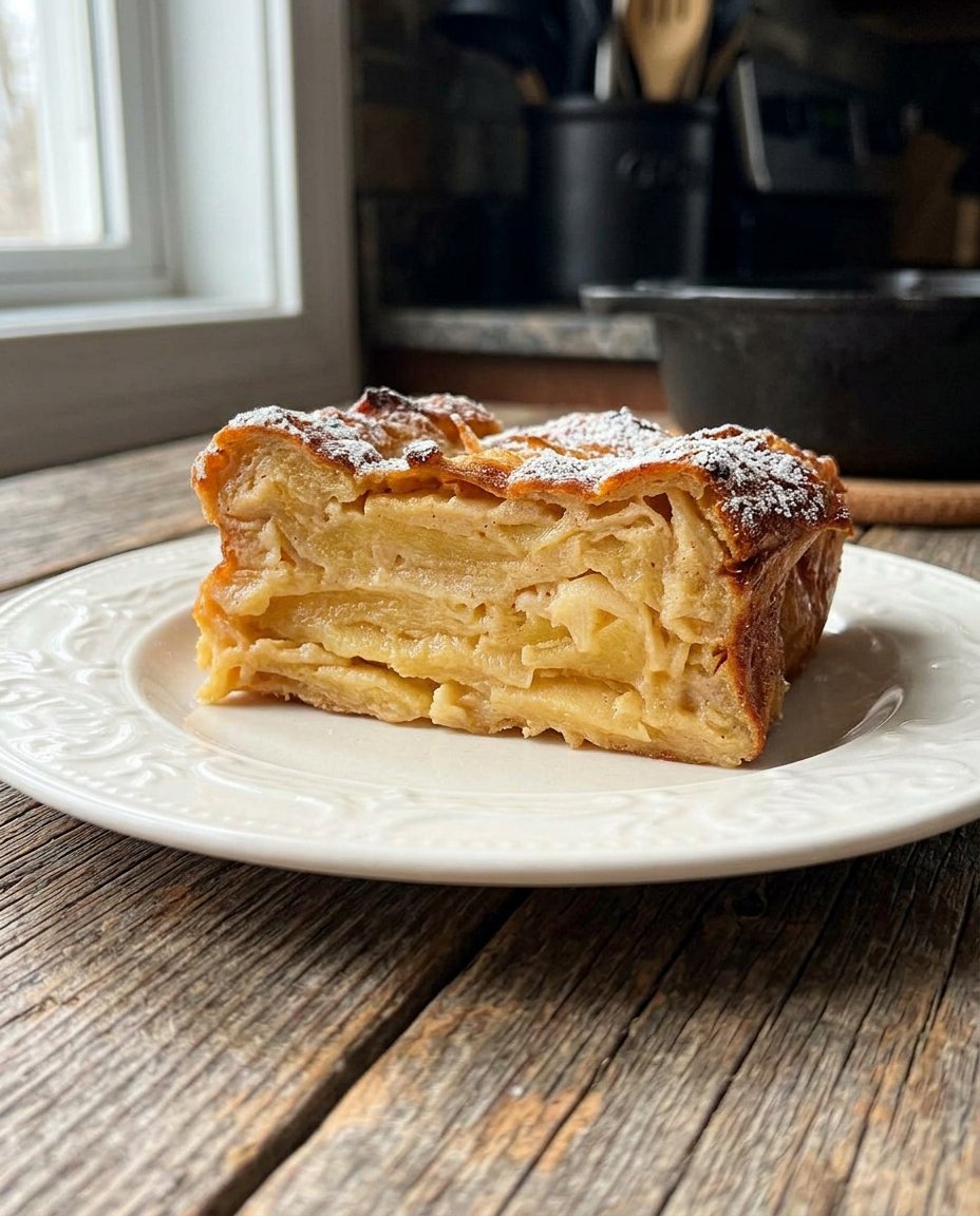 Slices of fresh apples tossed with cinnamon and brown sugar in a baking dish.