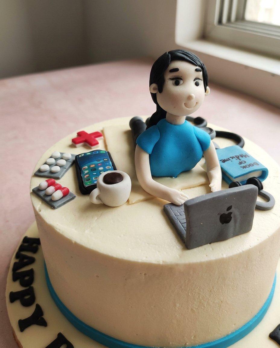 Doctor Cake 14 A two layer yellow cake with chocolate frosting on a glass cake stand