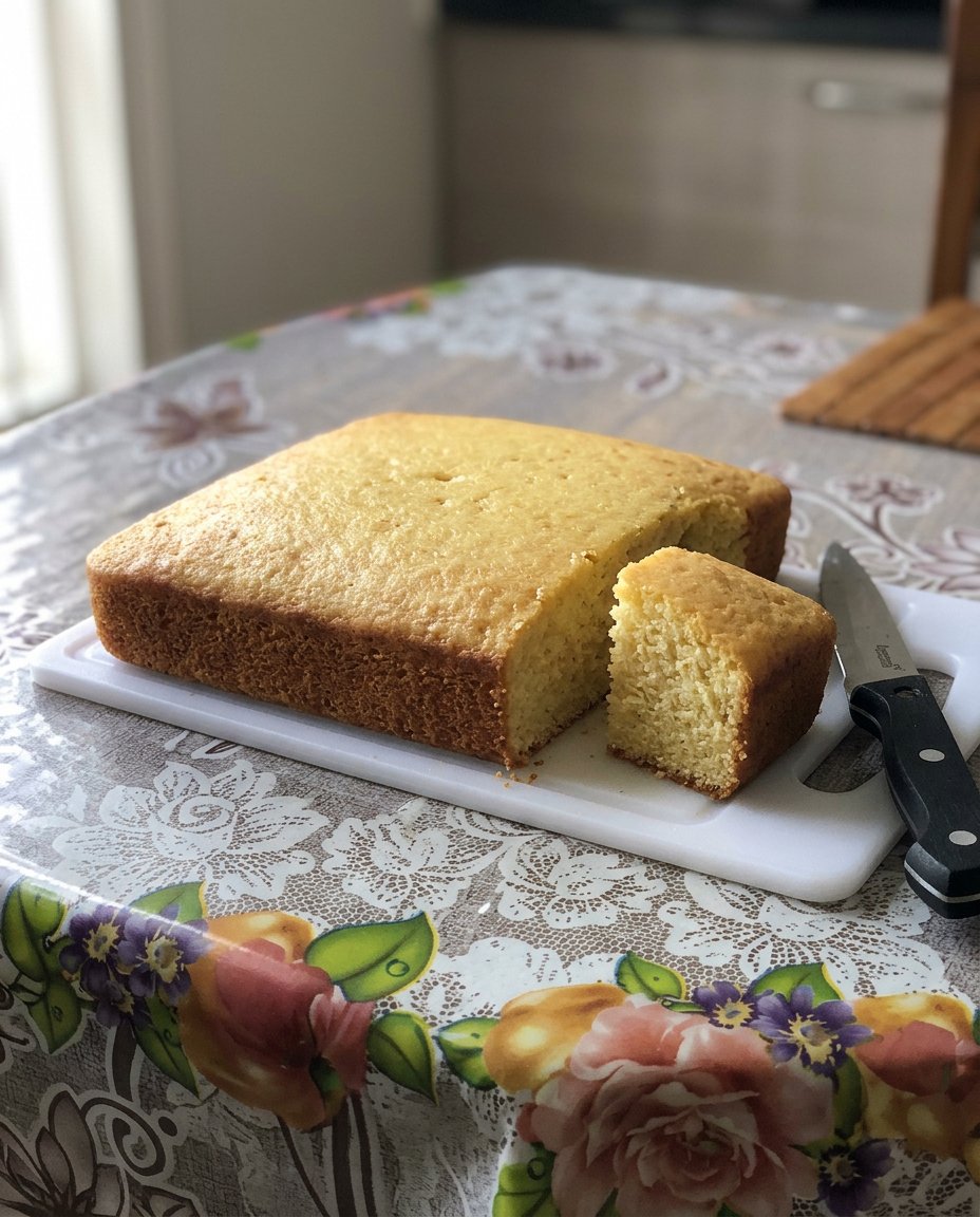A two layer eggless cake decorated with white buttercream on a stand