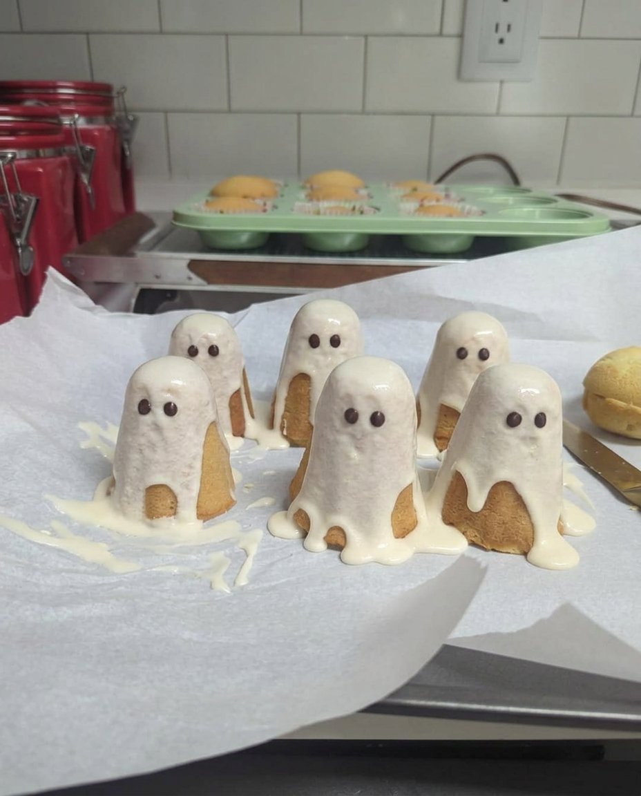 A 3D ball cake stacked on a 6 inch round cake base showing the ghost silhouette