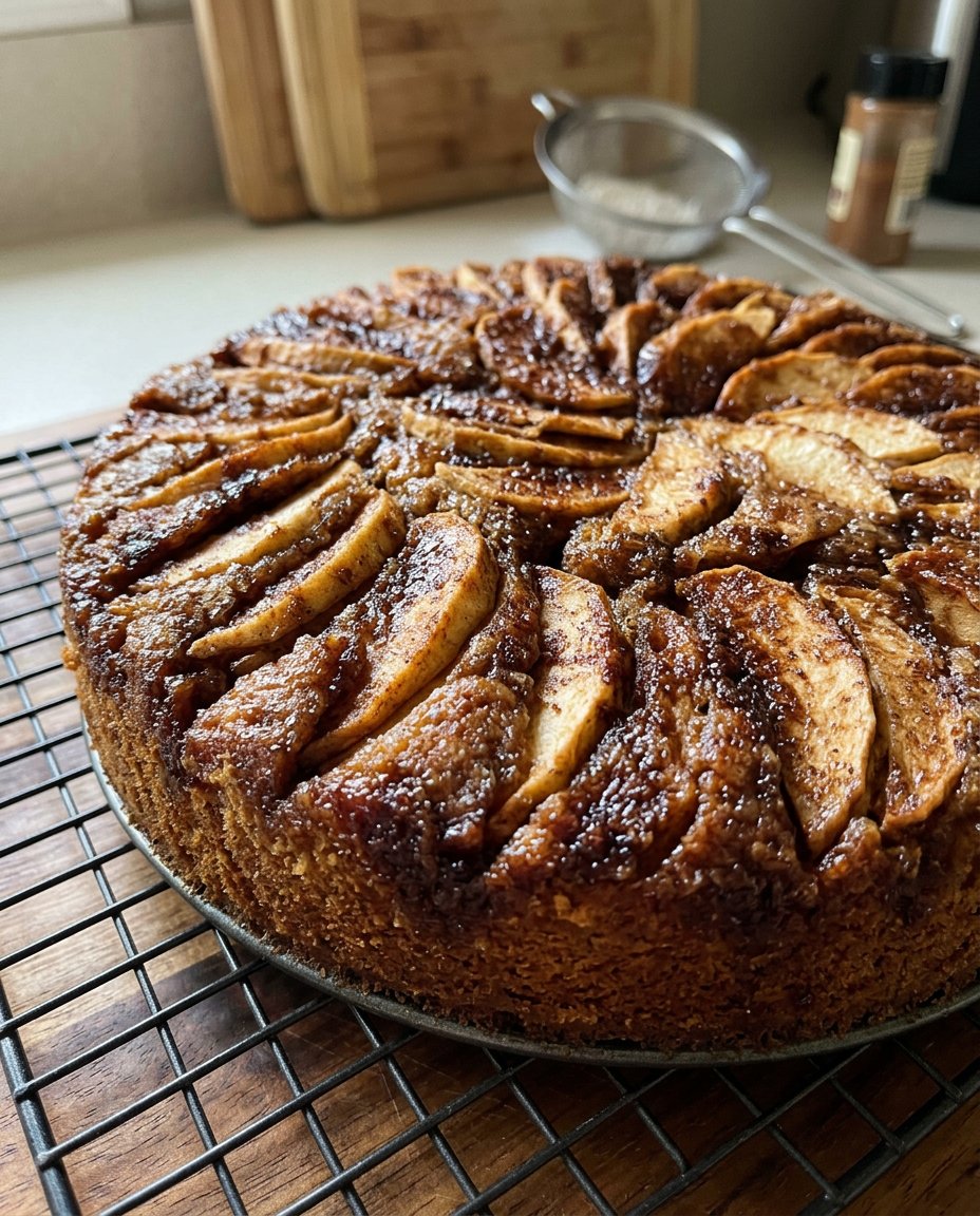 Slices of Granny Smith apples tossed in cinnamon and sugar in a glass bowl.