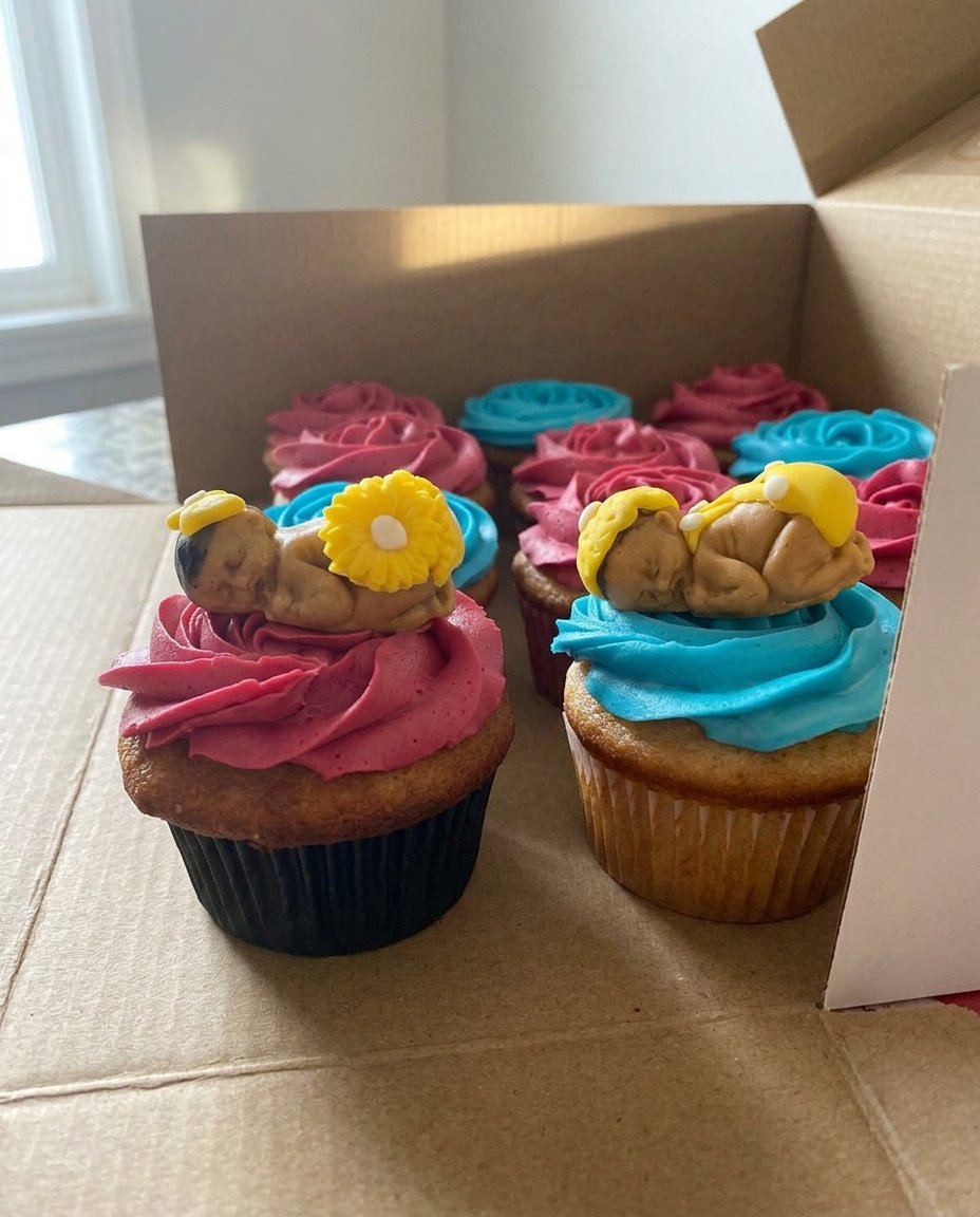 A handmade edible cake topper resting on a kitchen counter with a southern charm aesthetic.